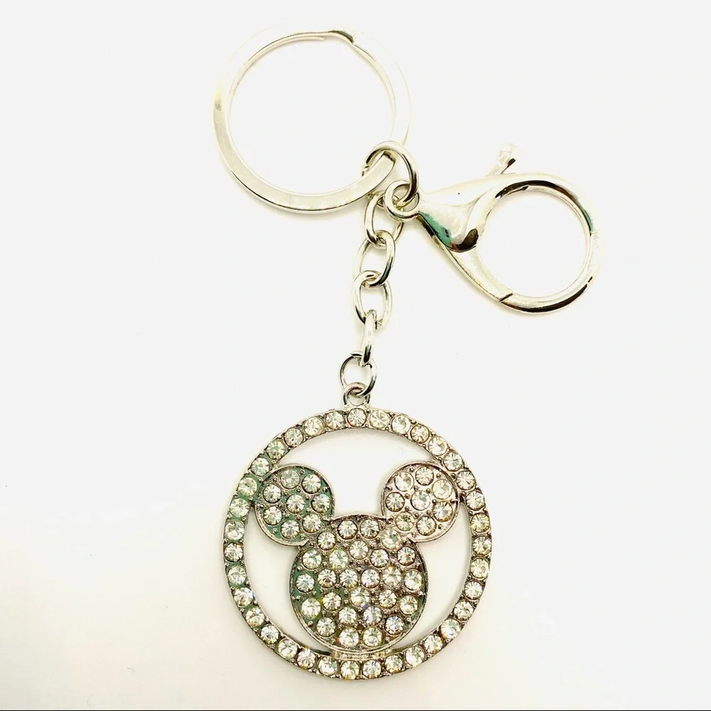 Mickey Mouse Purse Charm Key Chain Crystals set in Silver tone. BRAND NEW